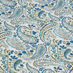 Paisley Vine King Bedsheet Set | 210 TC | 100% Pure Cotton | 2 Pillow Covers with Piping | Blue
