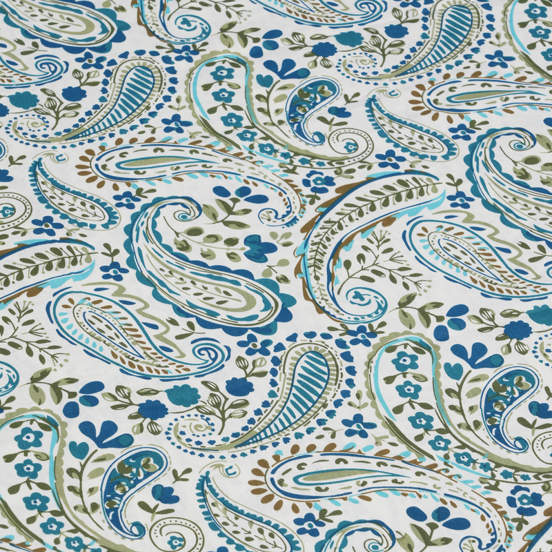 Paisley Vine King Bedsheet Set | 210 TC | 100% Pure Cotton | 2 Pillow Covers with Piping | Blue