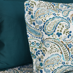 Paisley Vine King Bedsheet Set | 210 TC | 100% Pure Cotton | 2 Pillow Covers with Piping | Blue