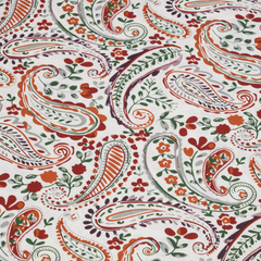 Paisley Vine King Bedsheet Set | 210 TC | 100% Pure Cotton | 2 Pillow Covers with Piping | Orange