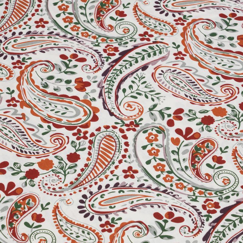 Paisley Vine King Bedsheet Set | 210 TC | 100% Pure Cotton | 2 Pillow Covers with Piping | Orange