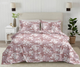 Heavenly Florals King Bedsheet Set | 300 TC | 100% Pure Cotton | 2 Pillow Covers | Pink