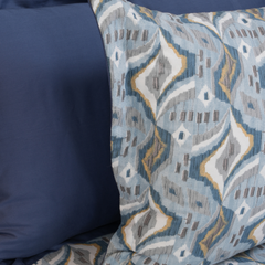 Driftwave King Bedsheet Set | 210 TC | 100% Pure Cotton | 2 Pillow Covers with Piping | Blue