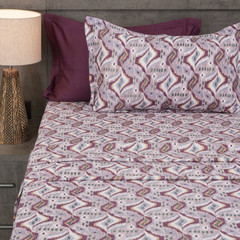 Driftwave King Bedsheet Set | 210 TC | 100% Pure Cotton | 2 Pillow Covers with Piping | Maroon