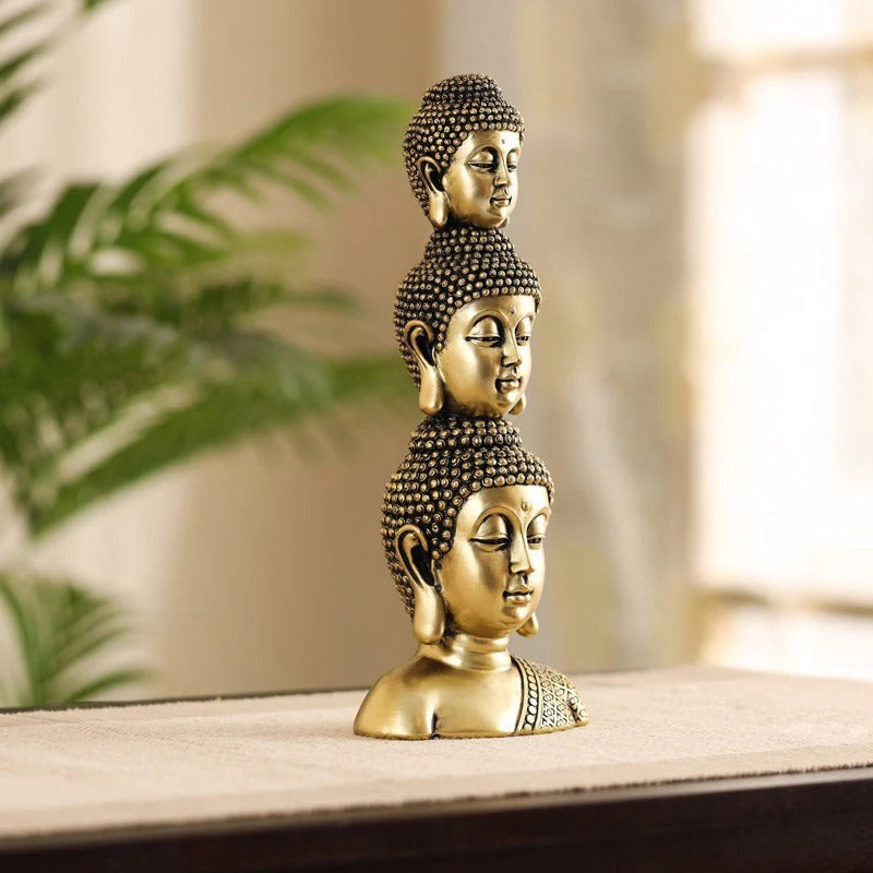 Triple Head Buddha Resin