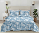 Heavenly Florals King Bedsheet Set | 300 TC | 100% Pure Cotton | 2 Pillow Covers | Blue
