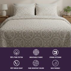 Magnolia Dune King Bedsheet Set | 400 TC | 100% Pure Cotton | 2 Pillow Covers