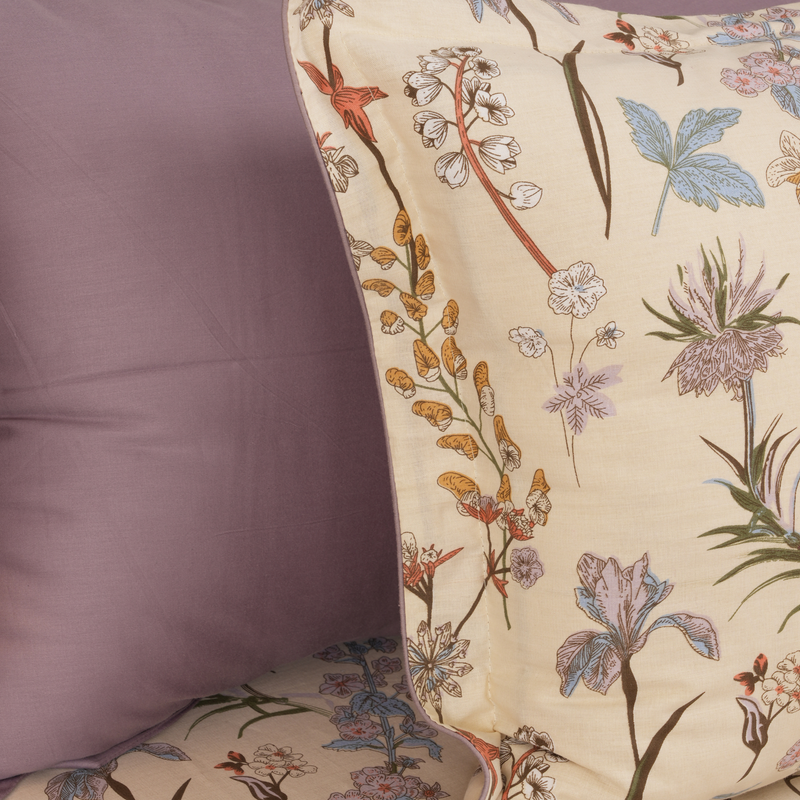 Wild Orchid King Bedsheet Set | 210 TC | 100% Pure Cotton | 2 Pillow Covers with Piping | Peach