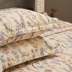 Wild Orchid King Bedsheet Set | 210 TC | 100% Pure Cotton | 2 Pillow Covers with Piping | Peach