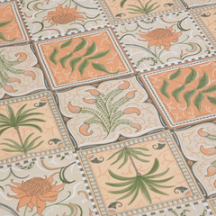 Jardin Mosaic King Bedsheet Set | 210 TC | 100% Pure Cotton | 2 Pillow Covers with Piping | Beige
