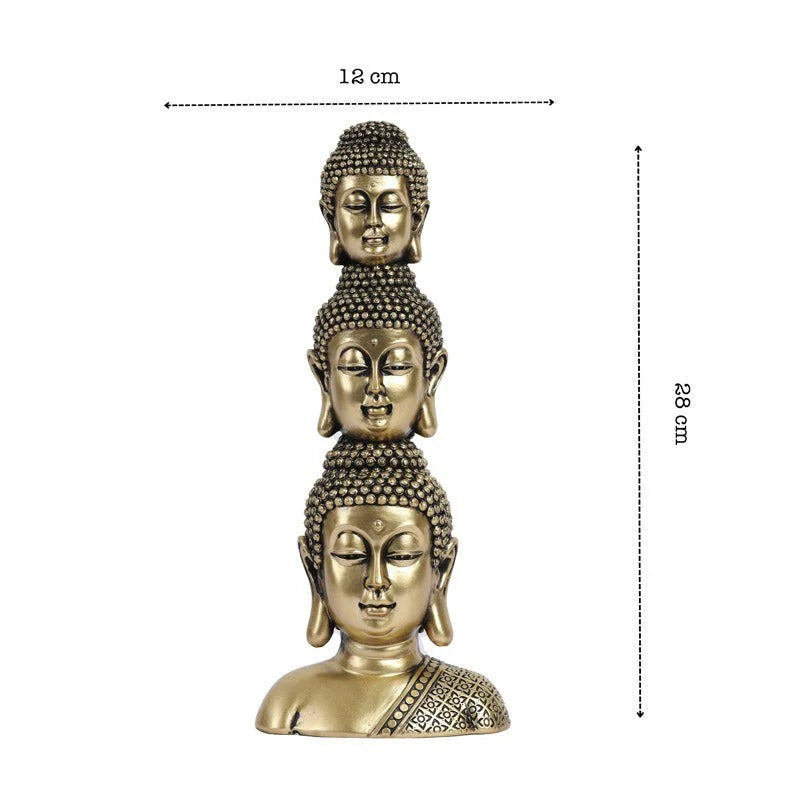 Triple Head Buddha Resin