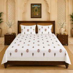 Amber Vatika Jaipuri King Size Bedsheet | 100% Pure Cotton | Anarkali Collection