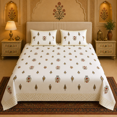 Amber Vatika Jaipuri King Size Bedsheet | 100% Pure Cotton | Anarkali Collection