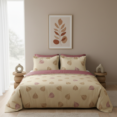 Autumn Veil King Bedsheet Set | 400 TC | Golden Pink