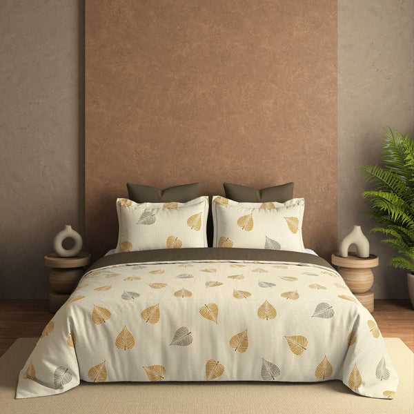 Autumn Veil King Bedsheet Set | 400 TC | Grey Golden