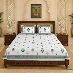 Bagru Vatika Jaipuri King Size Bedsheet | 100% Pure Cotton | Anarkali Collection