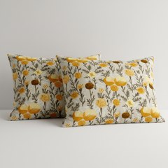 Bloomfield King Bedsheet Set | 210 TC | 100% Pure Cotton | 2 Pillow Covers with Piping | Mustard