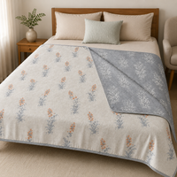 Blossom Trail Reversible Lightweight AC Dohar | Double Bed Dohar | Grey & Ivory