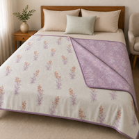 Blossom Trail Reversible Lightweight AC Dohar | Double Bed Dohar | Lavender & Ivory