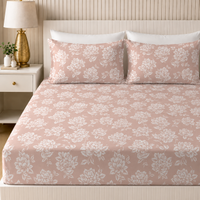 Blush Elegance King Bedsheet Set | 300 TC | 100% Pure Cotton | Rose Gold