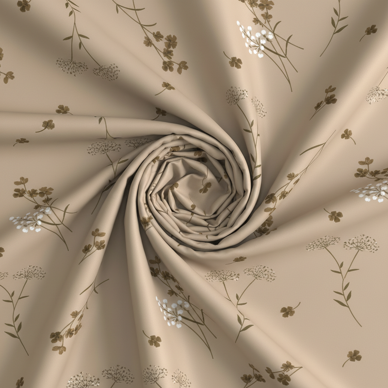 Breeze Garden Bedsheet Set | 600 TC | 100% Satin Cotton | Beige