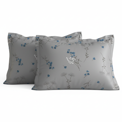 Breeze Garden Bedsheet Set | 600 TC | 100% Satin Cotton | Grey