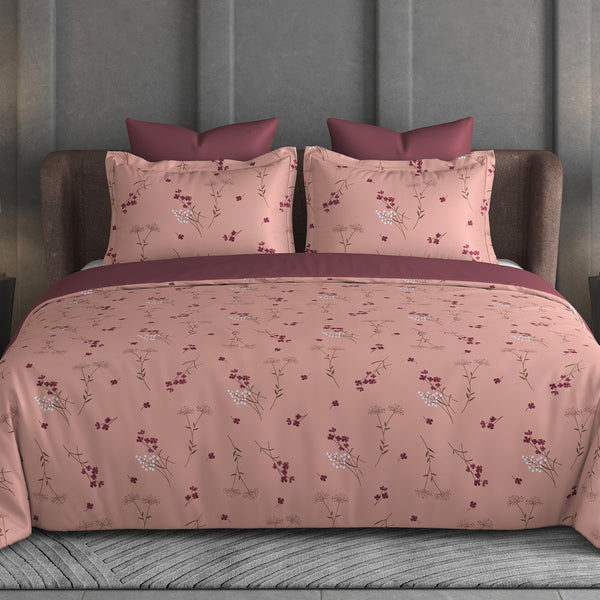 Breeze Garden Bedsheet Set | 600 TC | 100% Satin Cotton | Pink