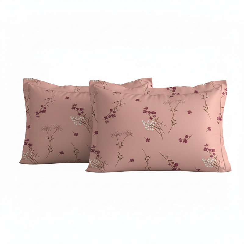 Breeze Garden Bedsheet Set | 600 TC | 100% Satin Cotton | Pink