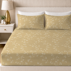 Champagne Vine King Bedsheet Set | 300 TC | 100% Pure Cotton