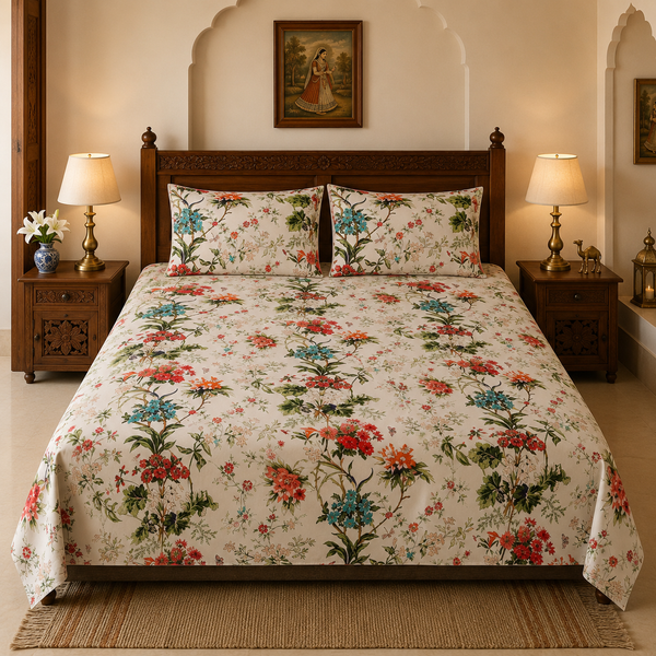 Chand Baori Jaipuri King Size Bedsheet | 100% Pure Cotton | Rangrez Collection