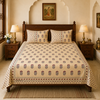 Kesari Trail Jaipuri King Size Bedsheet | 100% Pure Cotton