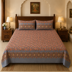 Karigar Chowk Jaipuri King Size Bedsheet | 100% Pure Cotton | Rangrez Collection