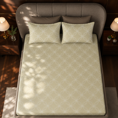 Halo Weave Bedsheet Set | 600 TC | 100% Satin Cotton | Warm Beige