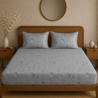 Breeze Garden Bedsheet Set | 600 TC | 100% Satin Cotton | Grey