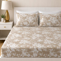 Heavenly Florals King Bedsheet Set | 300 TC | 100% Pure Cotton | Brown