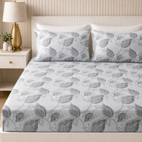Silver Meadow King Bedsheet Set | 300 TC | 100% Pure Cotton | 2 Pillow Covers