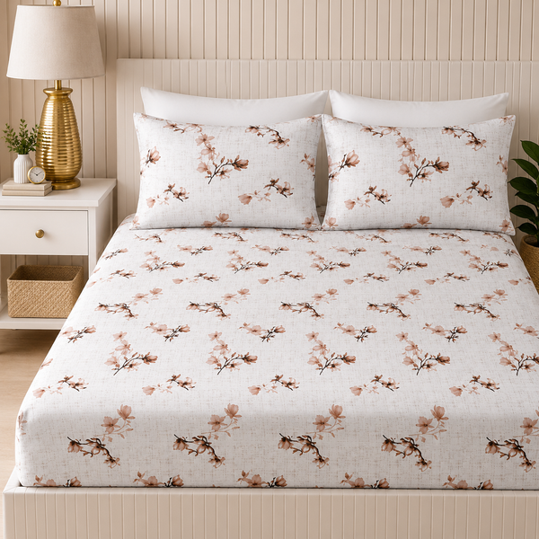 Marigold Breeze Perkale King Bedsheet Set | 300 TC