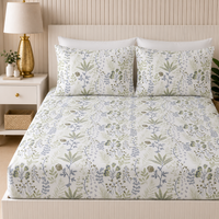 Meadow Calm King Bedsheet Set | 300 TC | 100% Pure Cotton | Green