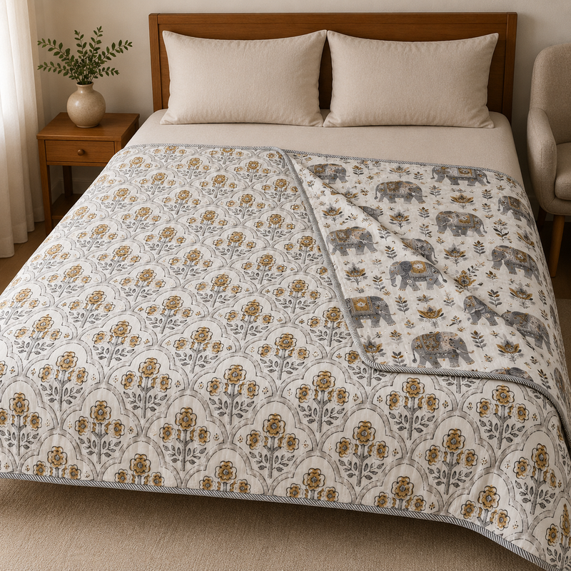 Bagh-E-Gaj Reversible Lightweight AC Dohar | Double Bed Dohar