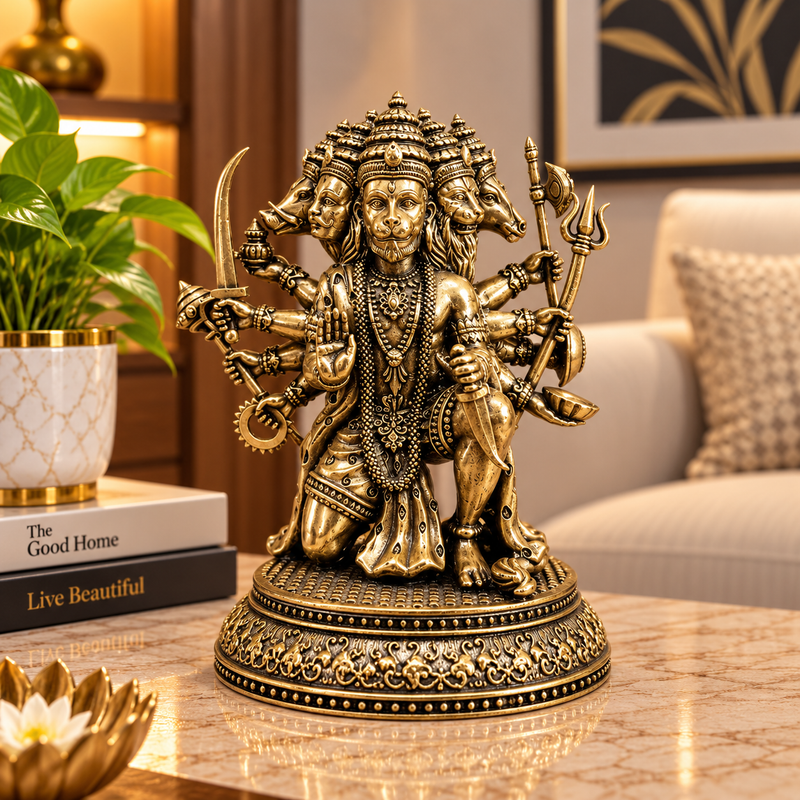 Panchmukhi Hanuman Divine Brass Idol | 5" | 100% Brass