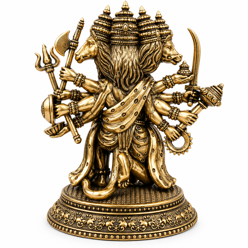 Panchmukhi Hanuman Divine Brass Idol | 5" | 100% Brass