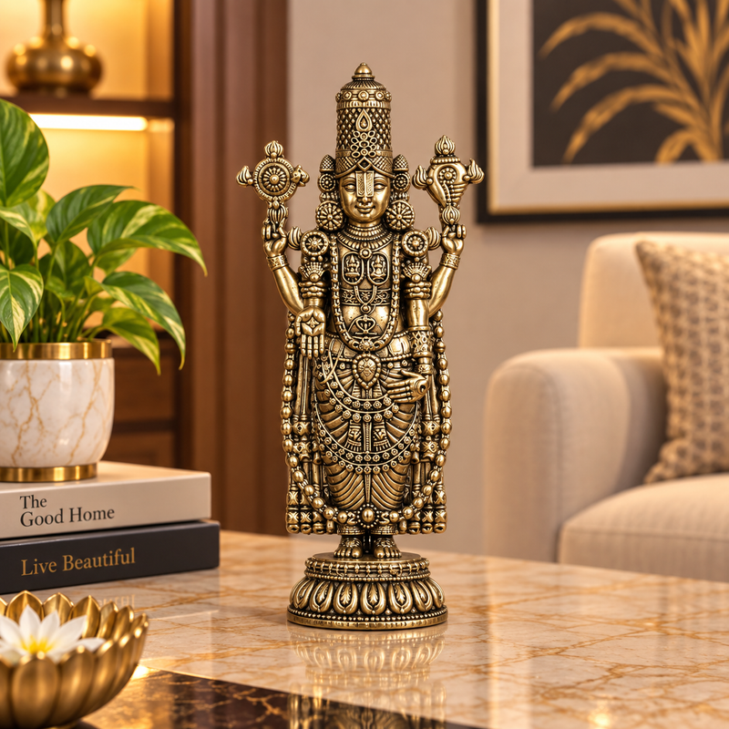 Lord Venkateswara as Tirupati Balaji Brass Idol | 6.5" | 100% Brass