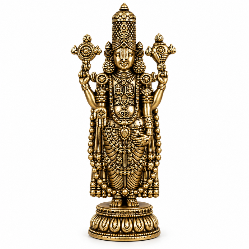 Lord Venkateswara as Tirupati Balaji Brass Idol | 6.5" | 100% Brass