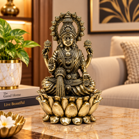 Goddess Lakshmi Seated on Lotus Brass Idol | 5