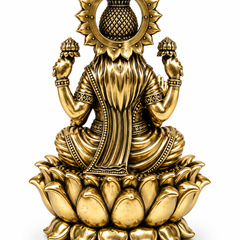 Goddess Lakshmi Seated on Lotus Brass Idol | 5" | 100% Brass