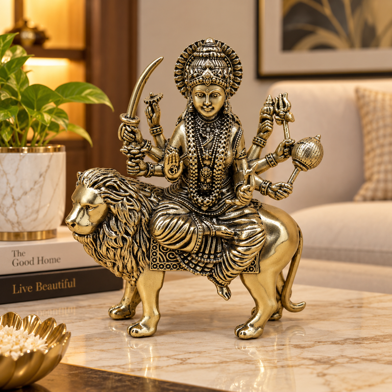 Divine Goddess Durga Maa Brass Idol | 5" | 100% Brass