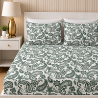 Paisley Garden King Bedsheet Set | 300 TC | 100% Pure Cotton | Olive