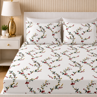 Morning Vine King Bedsheet Set | 300 TC | 100% Pure Cotton | Burgundy