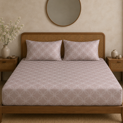 Halo Weave Bedsheet Set | 600 TC | 100% Satin Cotton | Soft Mocha