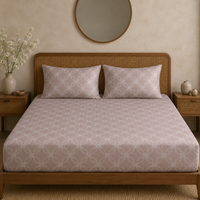 Halo Weave Bedsheet Set | 600 TC | 100% Satin Cotton | Soft Mocha